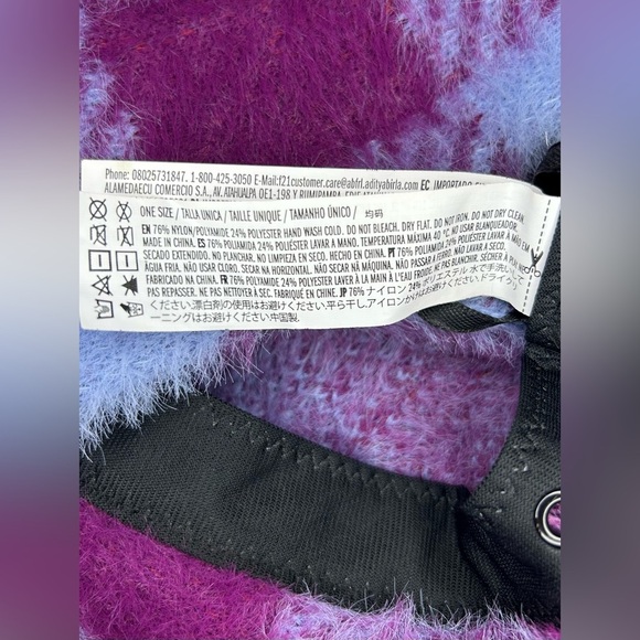 Fuzzy Plaid Bucket Hat – Purple & Baby Blue | Soft Winter Style | One Size - Picture 9 of 12